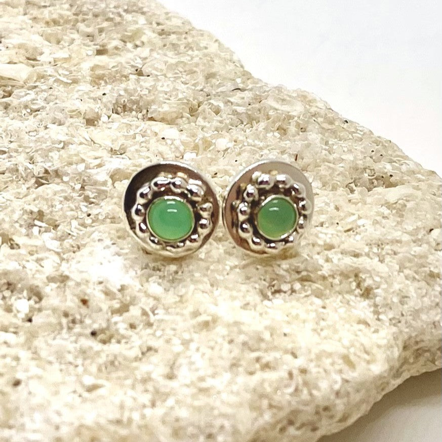 Chalcedony Beaded Post Earrings