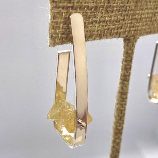 Citrine Nugget Angular Earrings