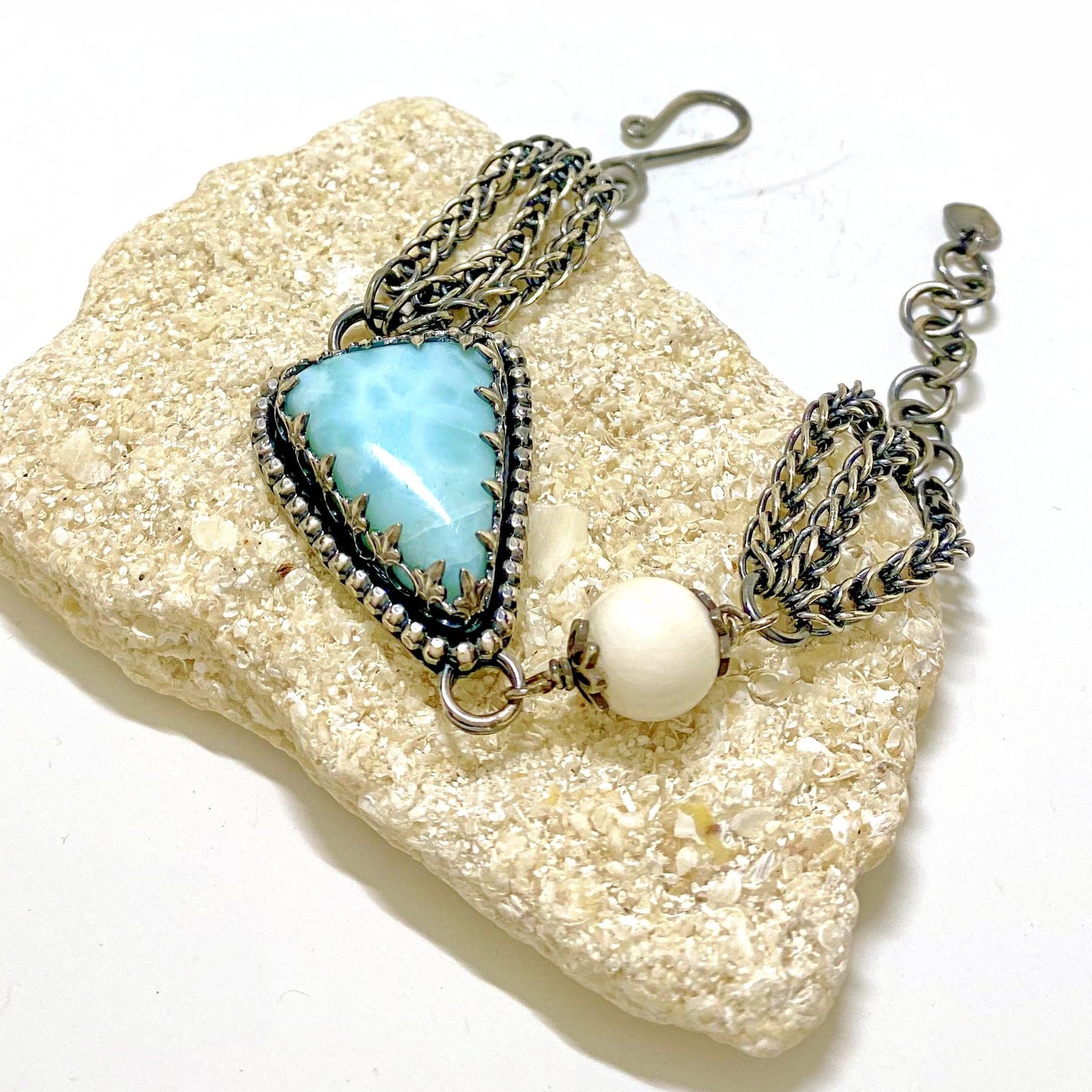 Larimar and Bone Bracelet