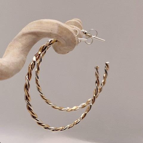 Silver and Gold Twisted Wire Earrings